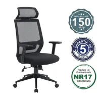  Cadeira Multiregulável NR17 Milano Mecanismo Sincronizado Base Piramidal com Braços Reguláveis e Apoio de Cabeça