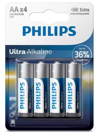 Pilha Philips AA Ultra Alcalina LR6-E4B/97 1.5V c/ 4 unidades