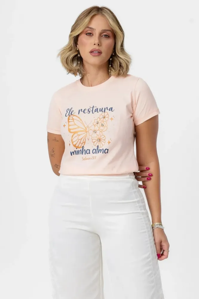 T-Shirt ELE Restaura Minha Alma Borboleta  Imagem