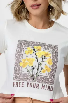 T-Shirt Free Your Mind Quadro Flores  - Foto 2