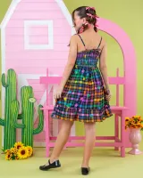 Vestido Xadrez Preto Colorido Babadinhos - Foto 2