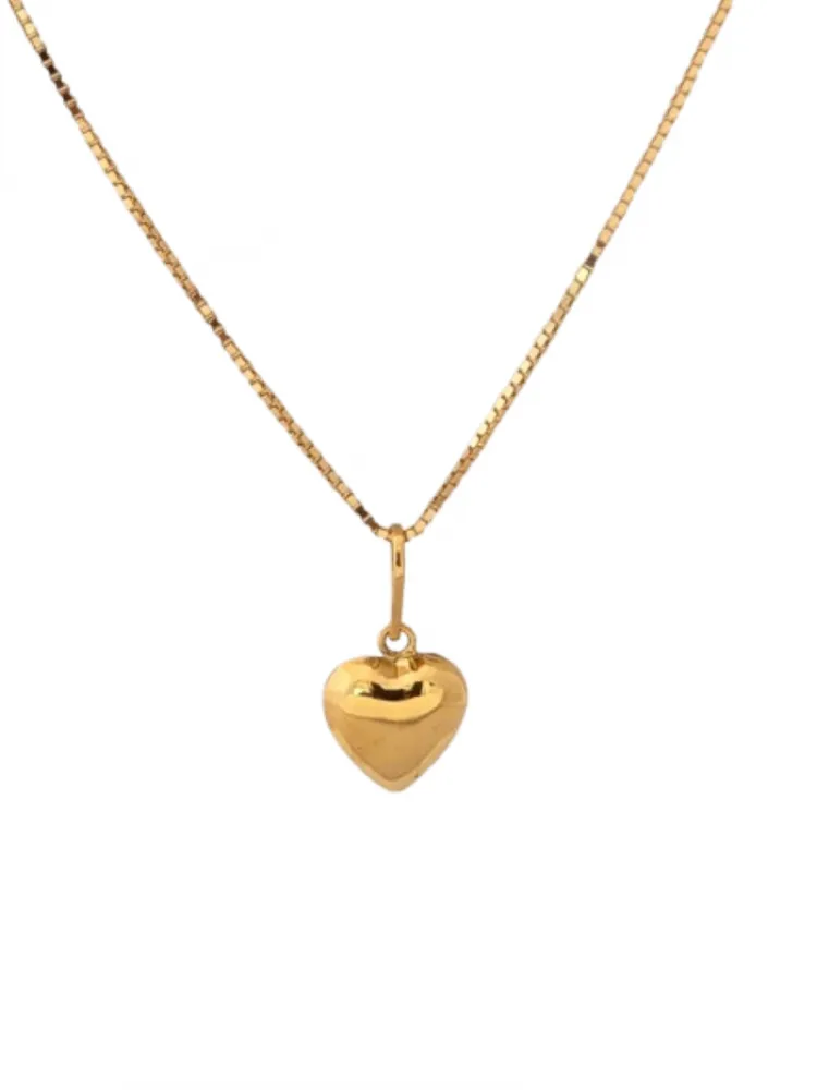 MJA-15189-C16799-45 - Cordão Malha Veneziana, Com Pingente coração Dupla Face, Em Ouro 18K