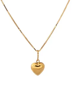 MJA-15189-C16799-45 - Cordão Malha Veneziana, Com Pingente coração Dupla Face, Em Ouro 18K