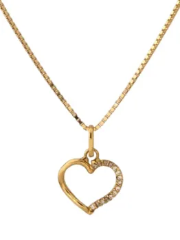 MJA-P15242PB-C17117-45 - Cordão Malha Veneziana, Com Pingente Coração Em Ouro 18K