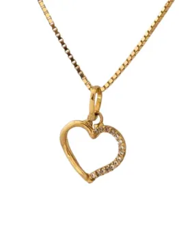 MJA-P15242PB-C17117-45 - Cordão Malha Veneziana, Com Pingente Coração Em Ouro 18K - Foto 2