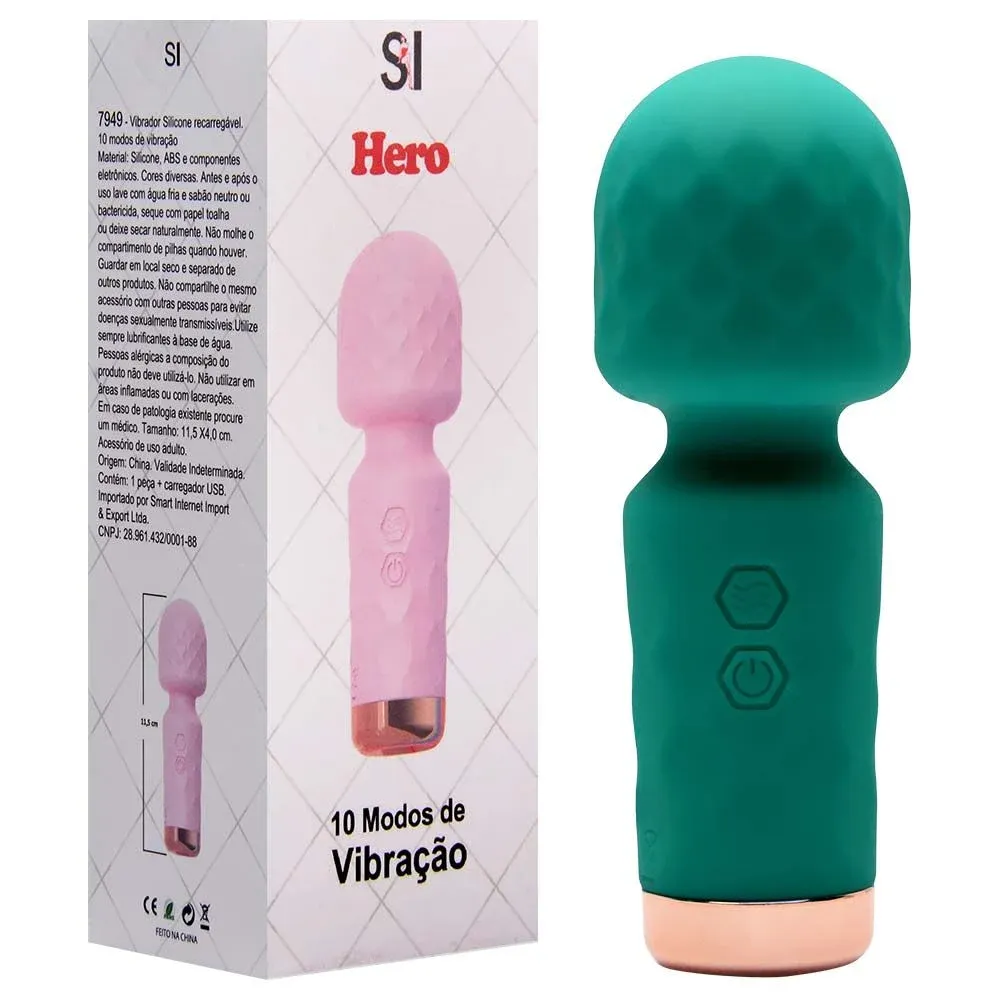 MINI VARINHA MÁGICA 10 VIBRAÇÕES SILICONE SOFT TOUCH- HERO - RECARREGÁVEL - SI.                                         LIBYSEXSHOP