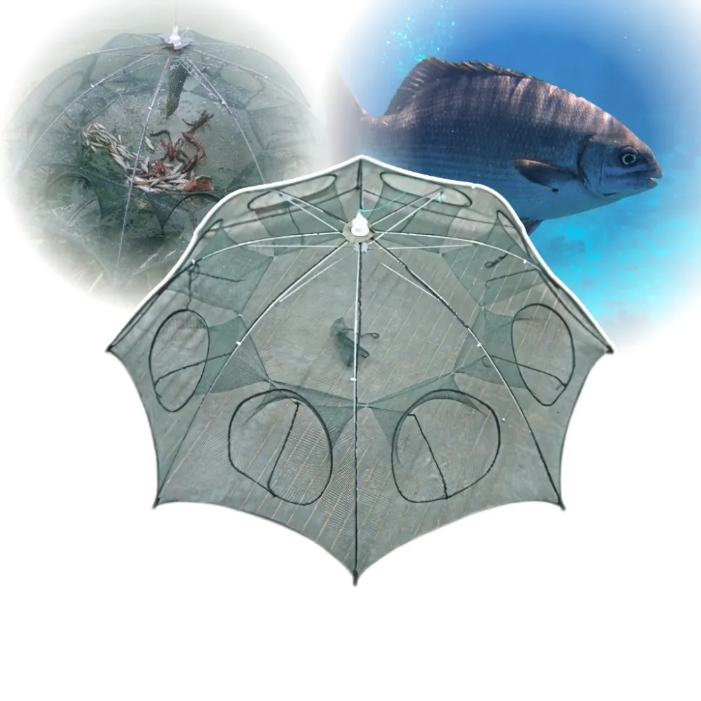 Armadilha Covo Peixe Isca Viva Lambaris Camarões 90x90cm/ peixes com 8 entradas Rede Retrátil Imagem