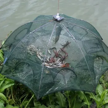 Armadilha Covo Peixe Isca Viva Lambaris Camarões 90x90cm/ peixes com 8 entradas Rede Retrátil - Foto 2
