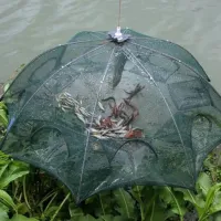 Armadilha Covo Peixe Isca Viva Lambaris Camarões 90x90cm/ peixes com 8 entradas Rede Retrátil - Foto 2