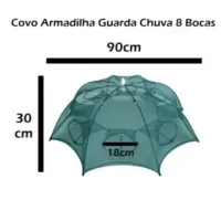 Armadilha Covo Peixe Isca Viva Lambaris Camarões 90x90cm/ peixes com 8 entradas Rede Retrátil - Foto 3