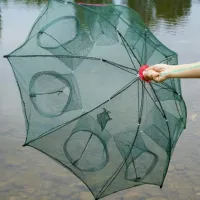 Armadilha Covo Peixe Isca Viva Lambaris Camarões 90x90cm/ peixes com 8 entradas Rede Retrátil - Foto 4