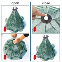 Armadilha Covo Peixe Isca Viva Lambaris Camarões 90x90cm/ peixes com 8 entradas Rede Retrátil - Foto 6