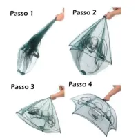 Armadilha Covo Peixe Isca Viva Lambaris Camarões 90x90cm/ peixes com 8 entradas Rede Retrátil - Foto 8