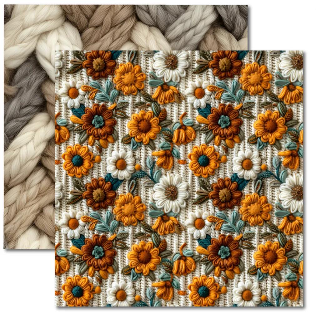 SC-943- Bordado Ponto Alto 8 - Papel para Scrapbook Dupla Face