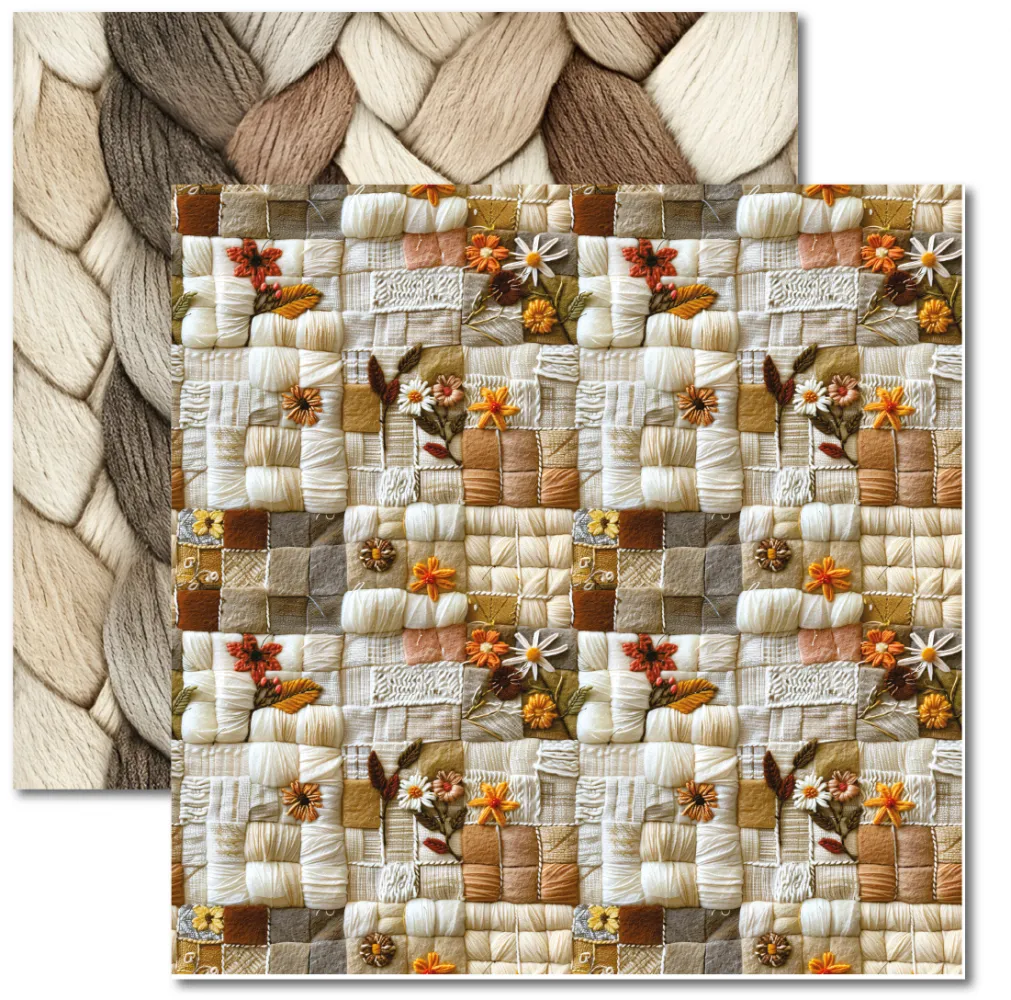 SC-944- Bordado Ponto Alto 9 - Papel para Scrapbook Dupla Face