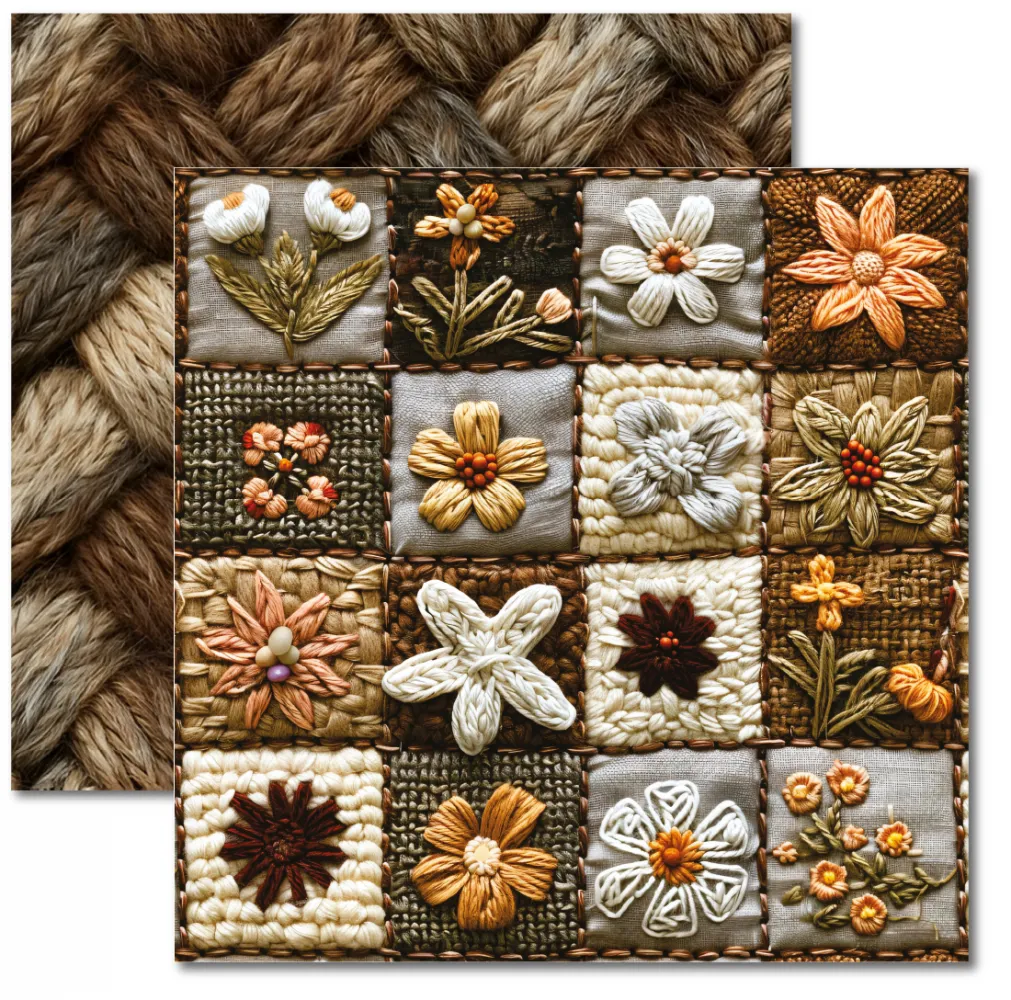 SC-945- Bordado Ponto Alto 10 - Papel para Scrapbook Dupla Face