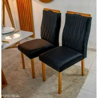 Mesa Madeira Bali Mel tampo Vidro OFF 120×80 4 Cadeiras em Madeira Maciça  estofada DISPENSA MONTADOR - Foto 4