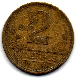 1945 - 2 Cruzeiros - Com Aspas - Moeda Brasil Imagem