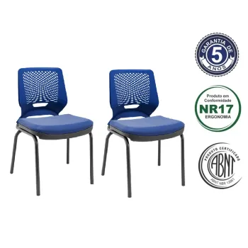 Kit com 2 Unidades Cadeira Aproximação Beezi Estrutura 4 Pés Cor Preta