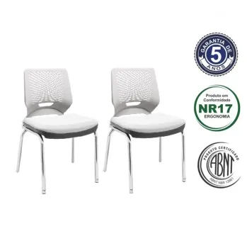 Kit com 2 Unidades Cadeira Aproximação Beezi Estrutura 4 Pés Cromados