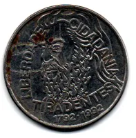 1992 - 5000 Cruzeiros - Comemorativa 2° Centenário da Morte de Tiradentes - Moeda Brasil  - C/ Danos - Foto 2