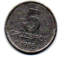 1985 - 5 Cruzeiros - Comemorativa FAO - Moeda Brasil - C/ Danos