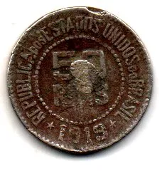 1919 - 50 Réis - Moeda Brasil - C/ Solda