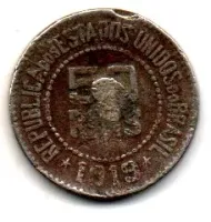 1919 - 50 Réis - Moeda Brasil - C/ Solda
