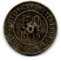 1886 - 50 Réis - Moeda Brasil Império - C/ Solda - Foto 2