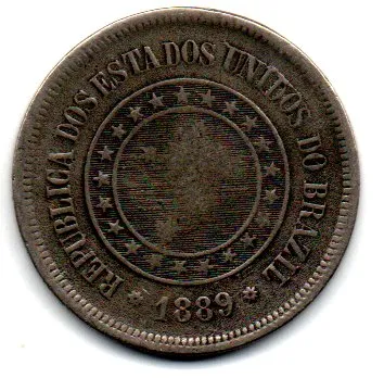 1889 - 100 Réis - ERRO: Cunho Trincado - Moeda Brasil Imagem