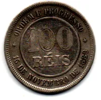 1889 - 100 Réis - ERRO: Cunho Trincado - Moeda Brasil - Foto 2