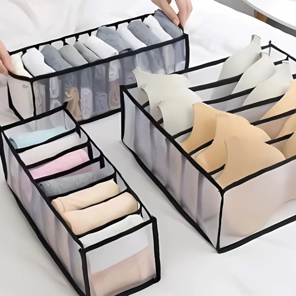 Kit 3 Organizadores De Gaveta Dobrável Sutiã Cuecas Calcinha