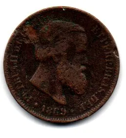 1869 - 10 Réis - Moeda Brasil Império