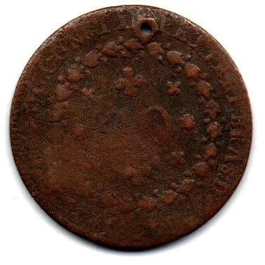 1826R - 20 Réis - Moeda Brasil Império - C/ Furo