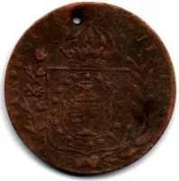1826R - 20 Réis - Moeda Brasil Império - C/ Furo - Foto 2