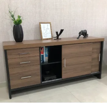 Armário Baixo Executivo 1600 Tamburato 50mm com Gavetas e Portas de Correr  - Foto 2