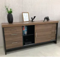 Armário Credenza Executivo 1600 Tamburato 50mm com Gavetas e Portas de Correr  - Foto 3