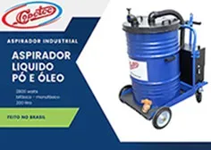 Aspirador Tambor 200 litros 2800 watts a 4200 watts  bifásico Aspiardor Industrial para residuos, liquidos, óleo. 