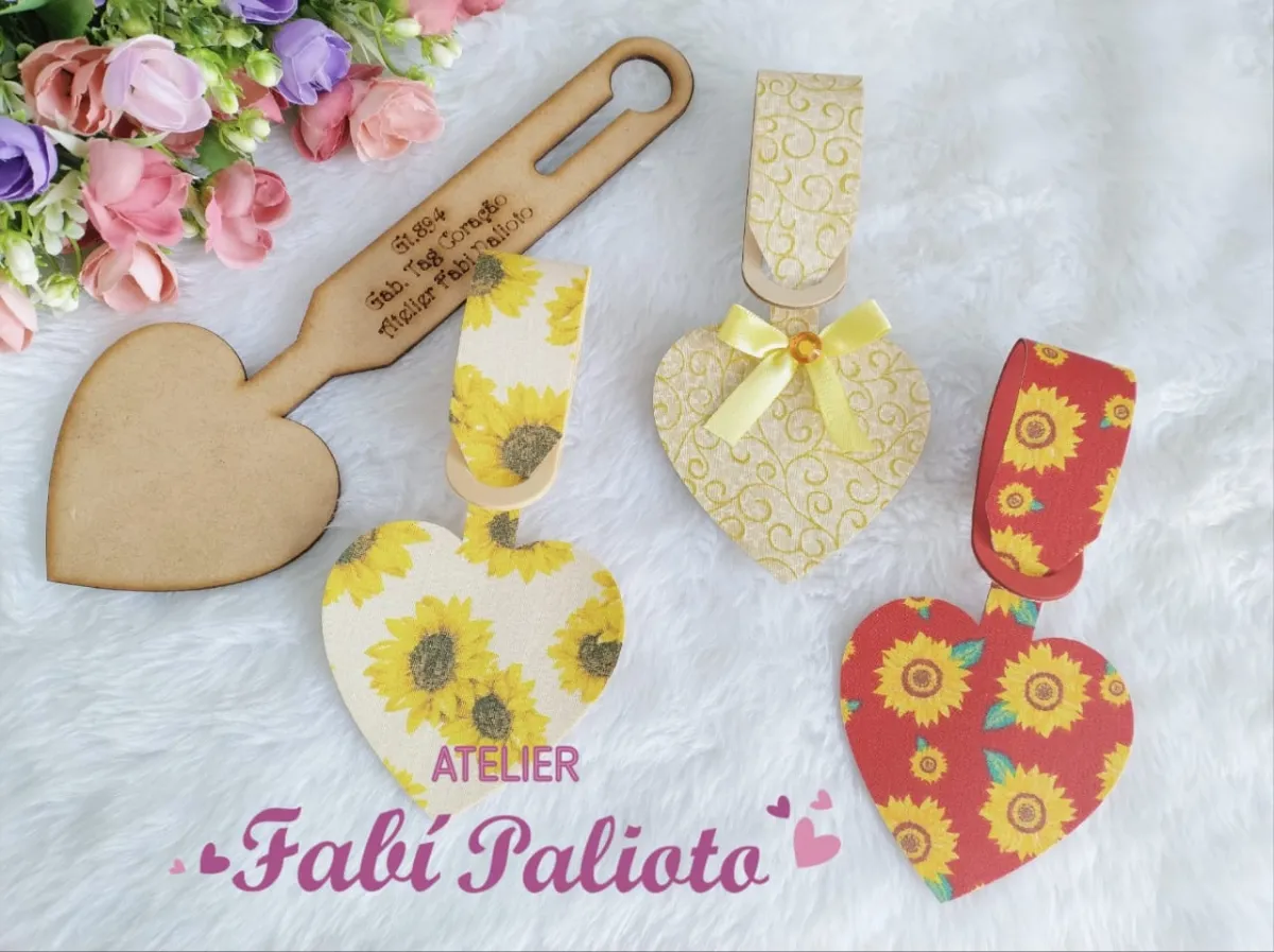 G1.894  Gabarito de Moldes  em MDF Tag Coração