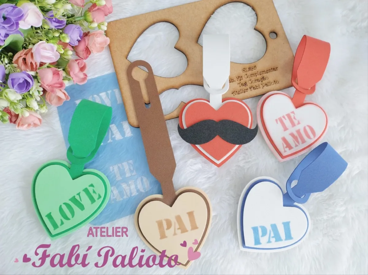 G1.895  Gabarito de Moldes  em MDF Complemento Tag Coração
