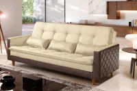 Sofá Cama viena Luxo com braço Pés madeira RN