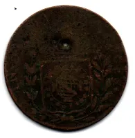 1829R - 40 Réis - FALSA DE ÉPOCA - Moeda Brasil Império - C/ Furo - Foto 2