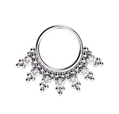 Argola em Titânio CLICKER INDIANO 7 Pedras e Esferas 1.2mmTIT24