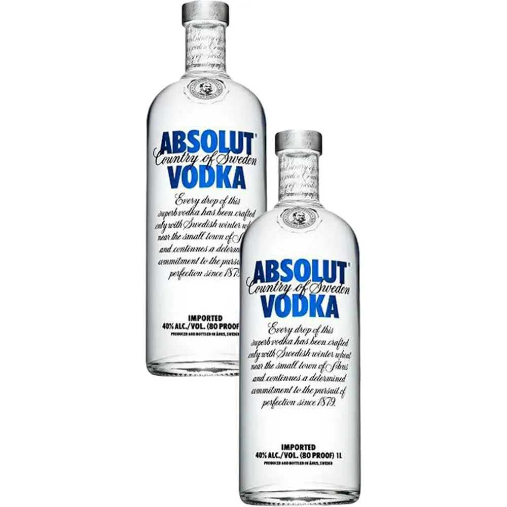 Kit com 2 Vodkas Sueca Absolut 1000ml Imagem