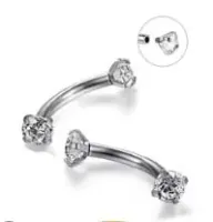 Micro Bell Curvo Titânio com Pedra Cravejada 3mm TIT17