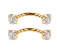 Micro Bell Curvo Titânio PVD GOLD com Pedra Cravejada 3mm TIT12