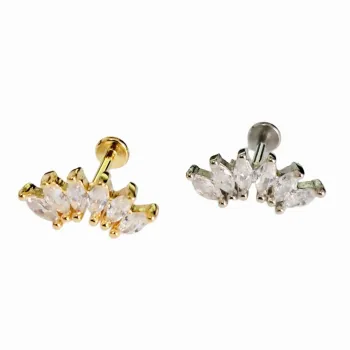 Labret Aço Cirúrgico BANHADO - 6 Navetes - 12  BNH13