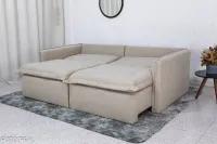 Sofá Retrátil e Cama 4 Almofadas  RomaTecido Bege Linho 1,80 metros - Foto 4