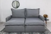 Sofá Retrátil e Cama 4 Almofadas  RomaTecido Bege Linho 1,80 metros - Foto 10