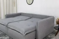 Sofá Retrátil e Cama 4 Almofadas  RomaTecido Bege Linho 1,80 metros - Foto 13